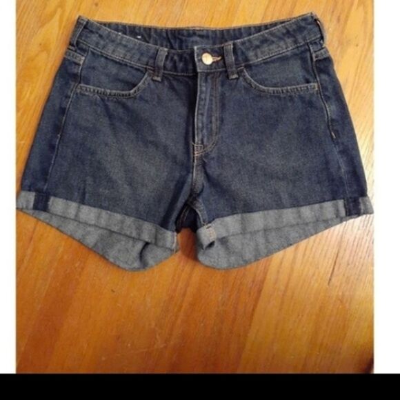 h&m denim jean shorts. 4 s  cuffed summer classic &denim jeans short shorts blue - Picture 3 of 5